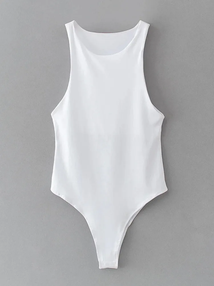 Letnie body bodycon bez rękawów Biały