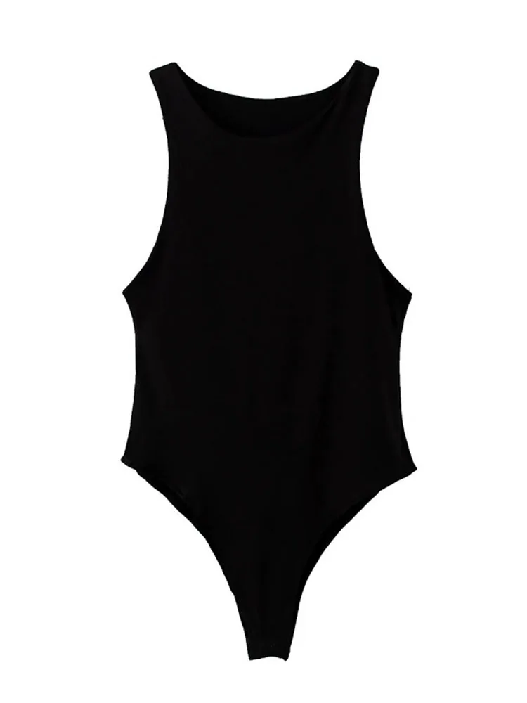 Letnie body bodycon bez rękawów Czarny