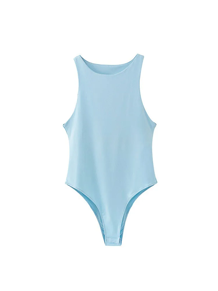 Letnie body bodycon bez rękawów Skyblue