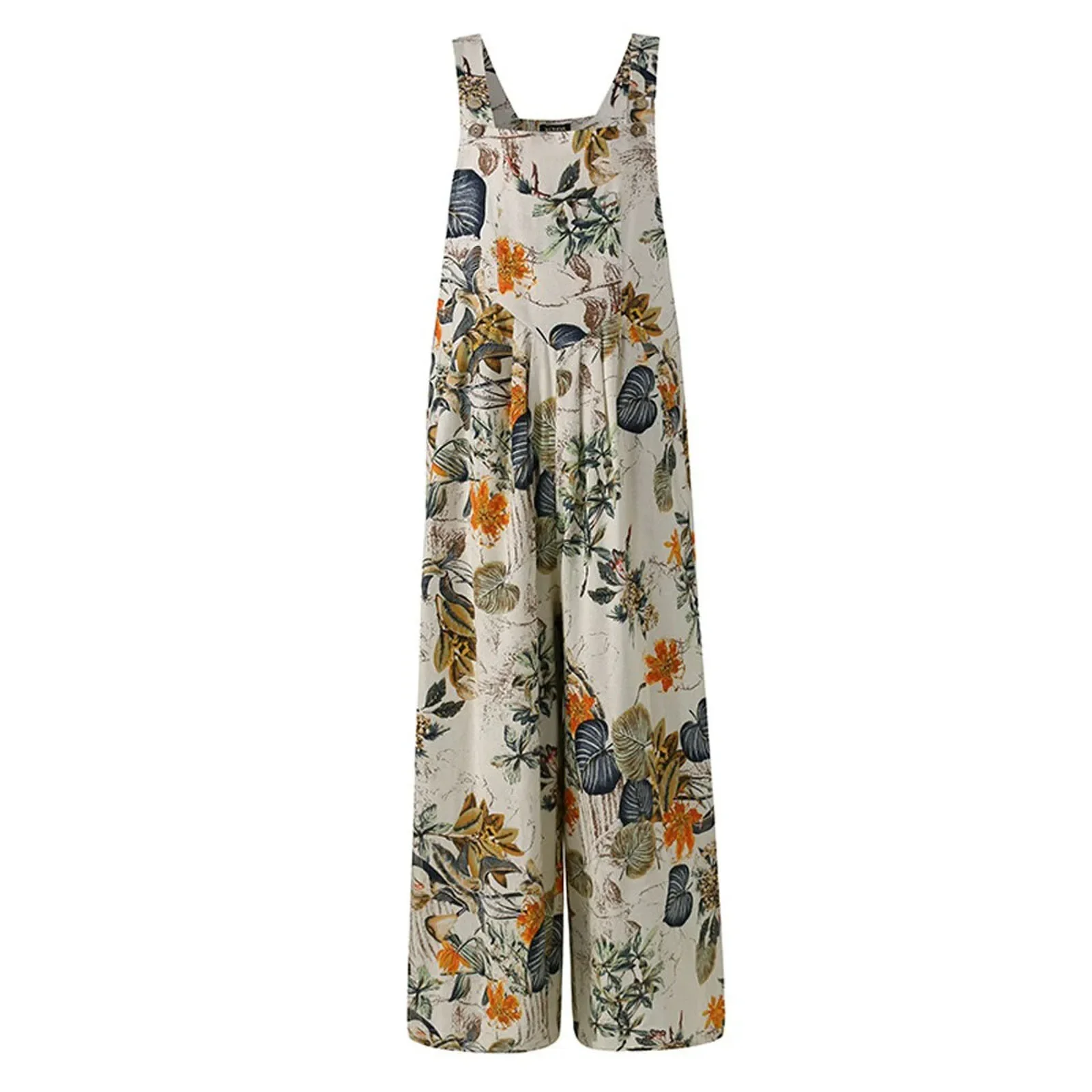 Lniany kombinezon damski bez rękawów z kieszeniami Czarny