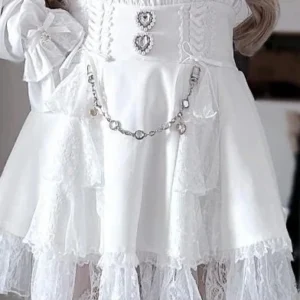 Lolita mini spódnica gotycka z koronką i metalową klamrą Zielony