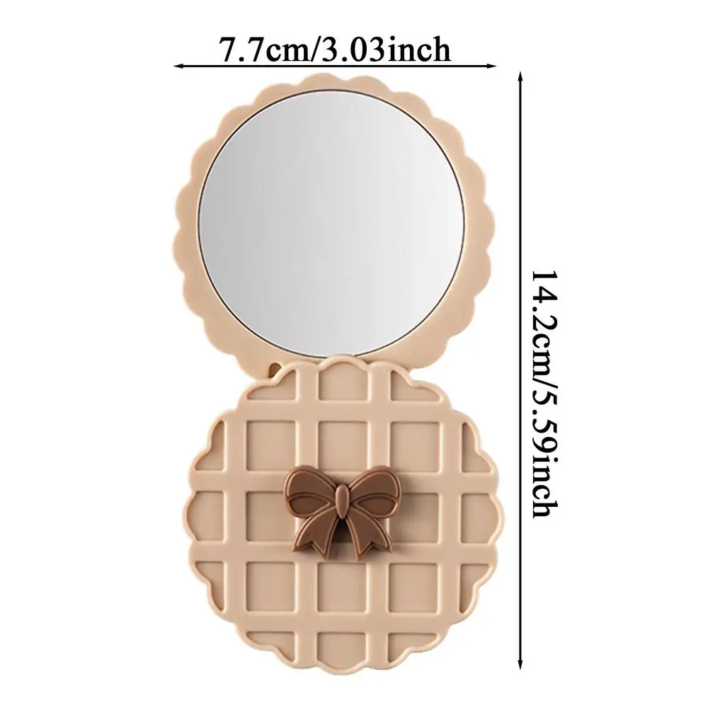 Lusterko kieszonkowe z wzorem waflowym — okrągłe mini Beżowy