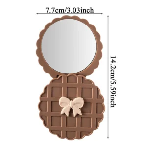 Lusterko kieszonkowe z wzorem waflowym — okrągłe mini Czerwony