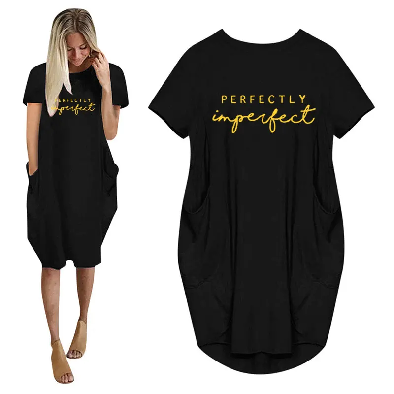 Luźna sukienka mini plus size z kieszeniami Beżowy