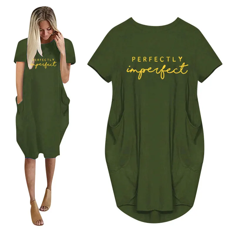 Luźna sukienka mini plus size z kieszeniami Błękitny