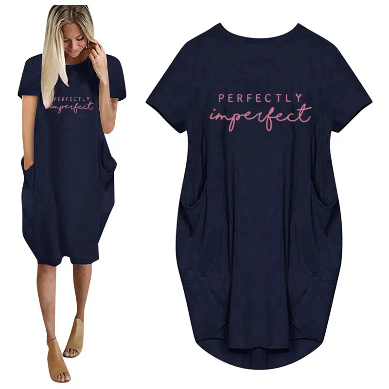 Luźna sukienka mini plus size z kieszeniami Ciemnoszary
