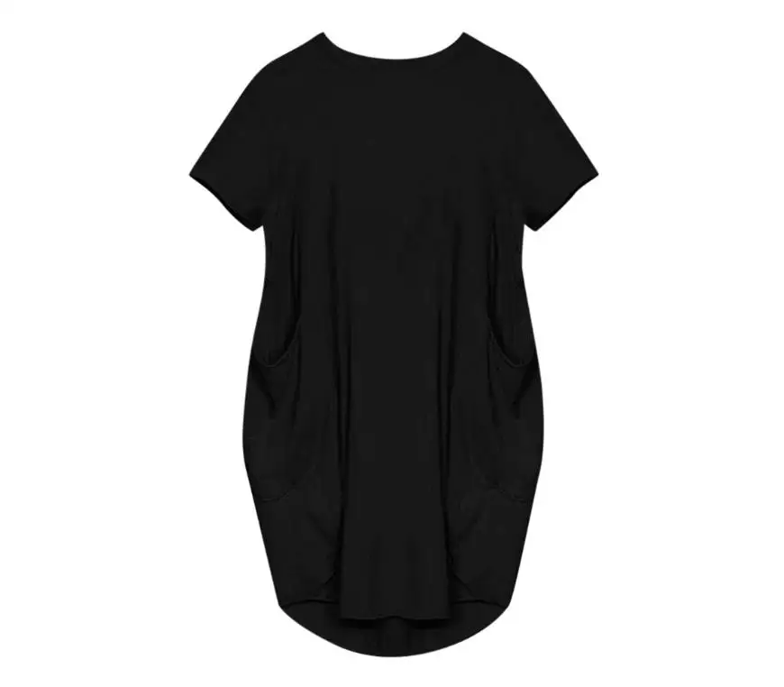 Luźna sukienka plus size z krótkim rękawem Czarny