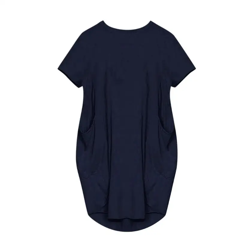 Luźna sukienka plus size z krótkim rękawem Niebieski