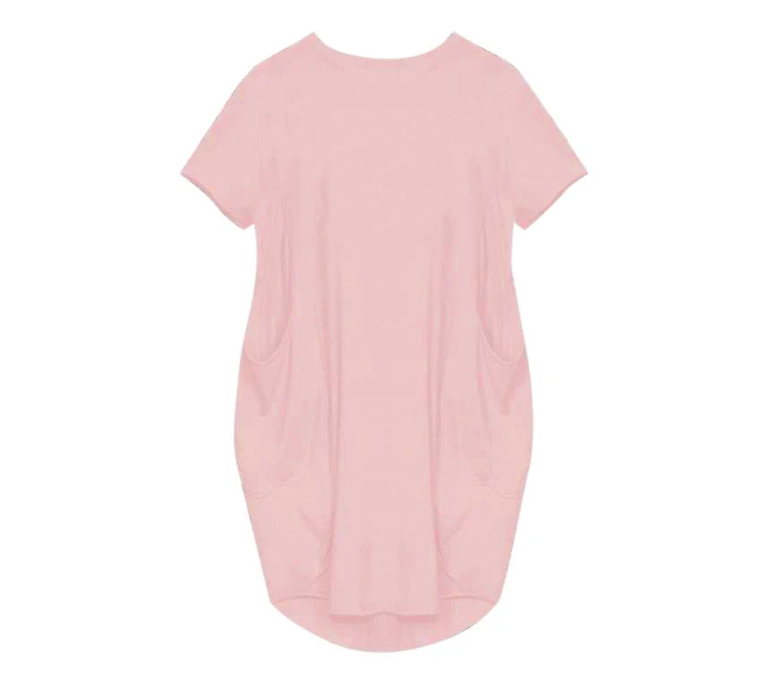 Luźna sukienka plus size z krótkim rękawem Różowy