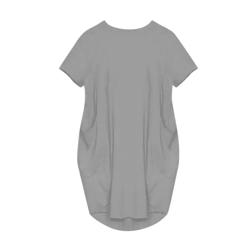 Luźna sukienka plus size z krótkim rękawem Szary