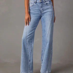 Luźne jeansy damskie plus size z szerokimi nogawkami Czerwony