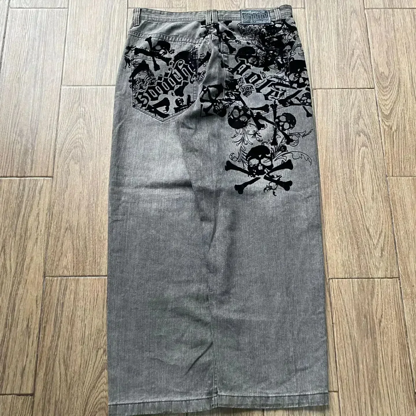 Luźne jeansy w stylu Y2K gothic streetwear Beżowy