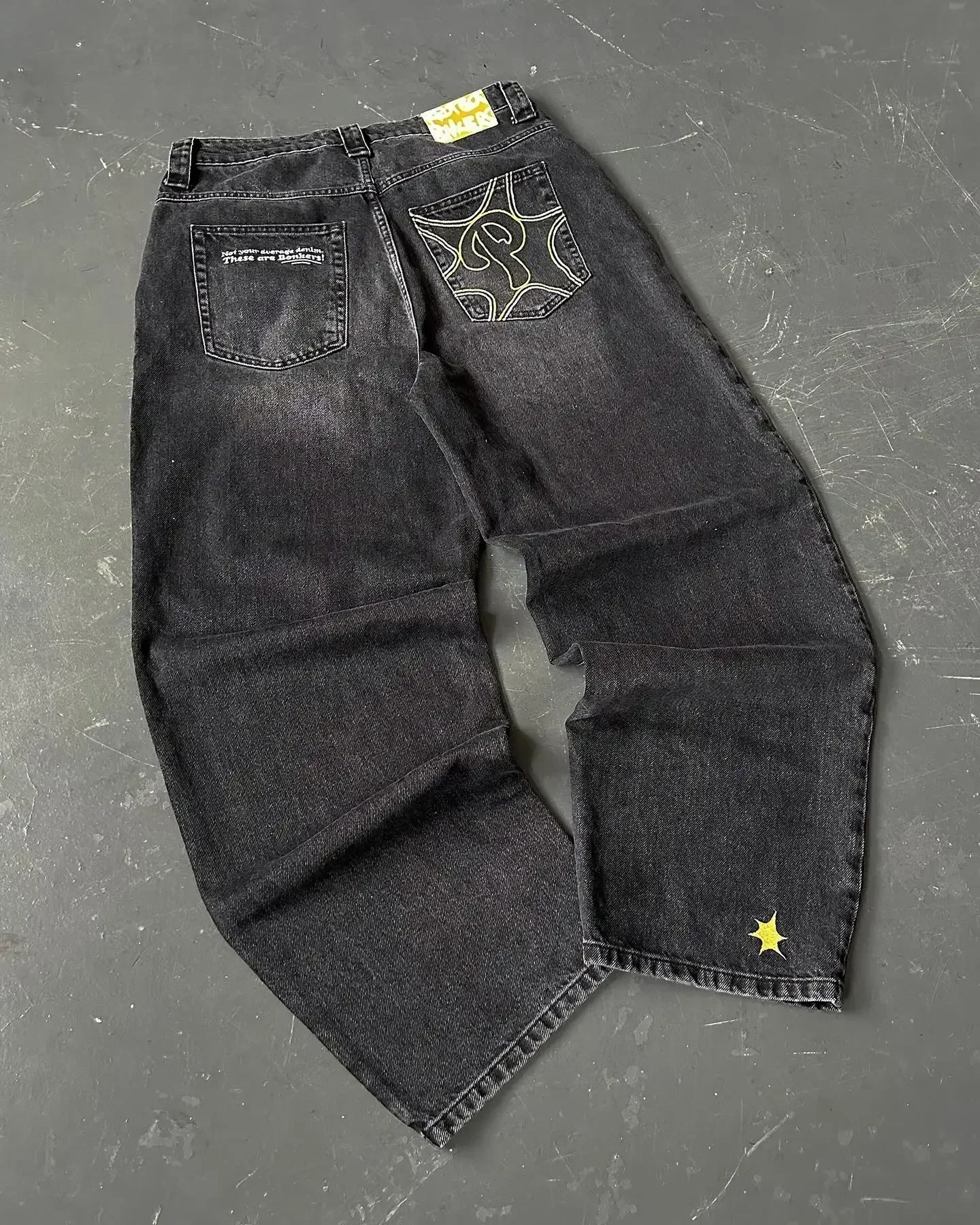 Luźne jeansy w stylu Y2K gothic streetwear Biały
