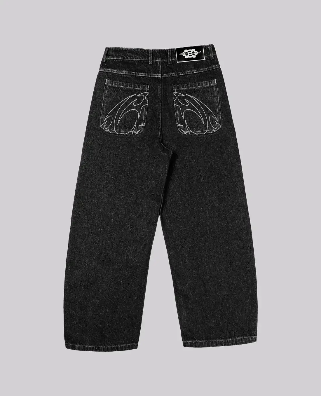 Luźne jeansy w stylu Y2K gothic streetwear Srebrny