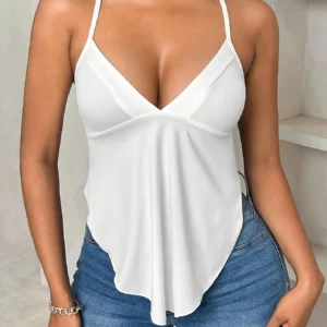 Luźna kamizelka dzianinowa oversize plus size na lato Biały