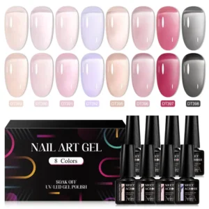 Magnetyczny żel do paznokci cat eye Moonlight – zestaw 8 sztuk Ciemny szary