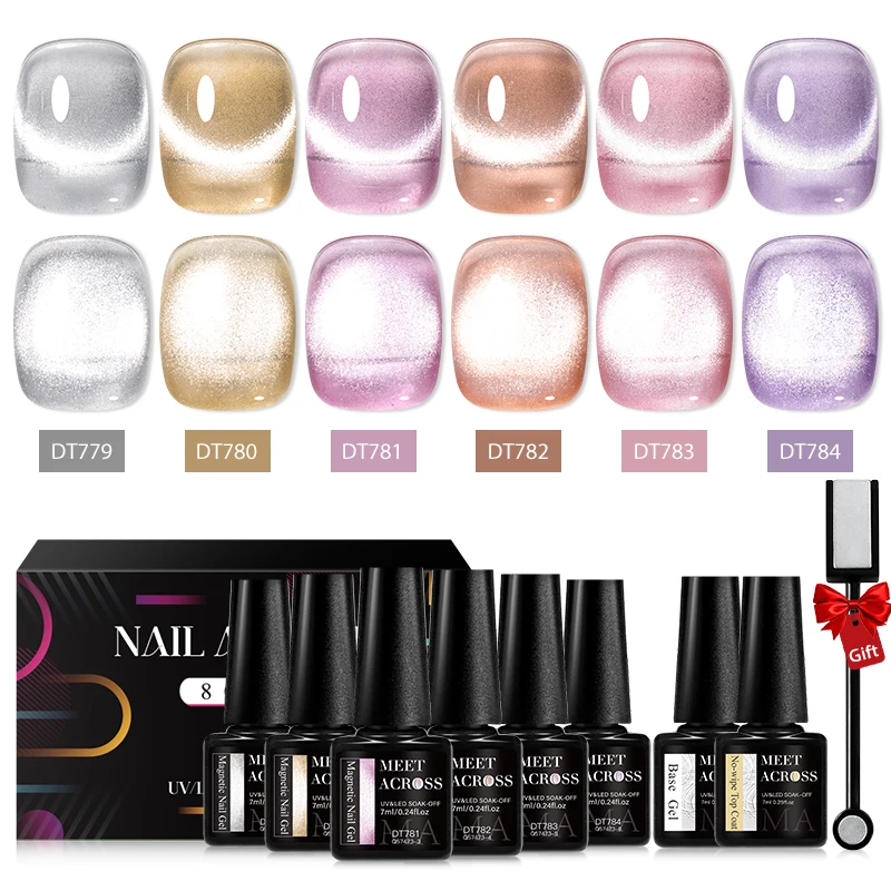 Magnetyczny żel do paznokci cat eye Moonlight – zestaw 8 sztuk Fioletowy/фиолетовый