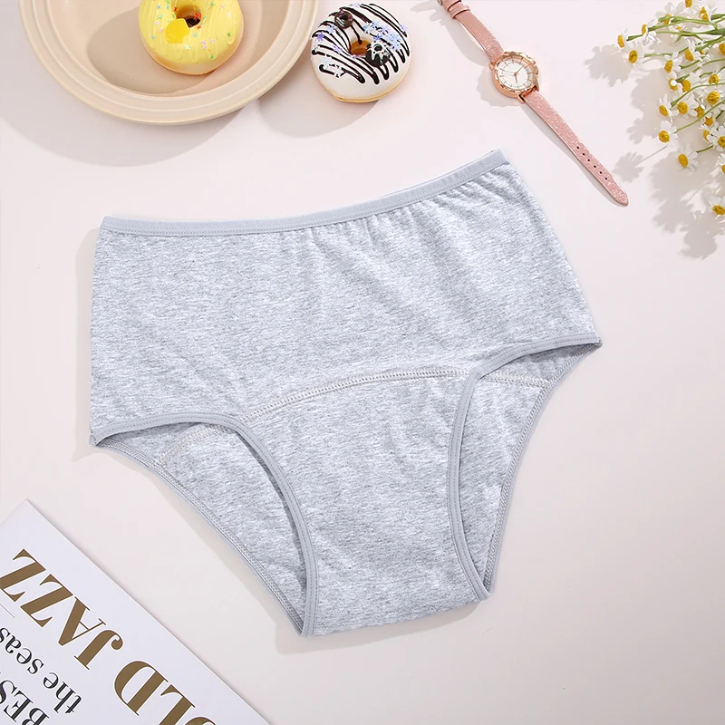 Majtki menstruacyjne damskie z wysokim stanem Beżowy