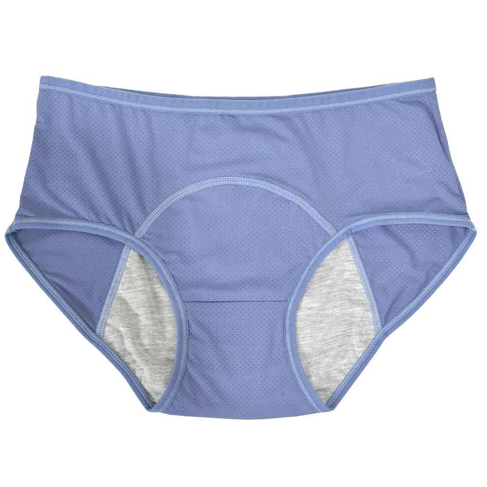 Majtki menstruacyjne jedwabiste z wysokim stanem wodoodporne plus size Szary