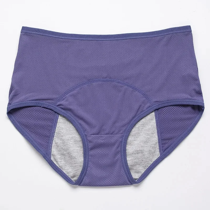 Majtki menstruacyjne plus size z wysokim stanem — oddychające i nieprzemakalne Niebieski