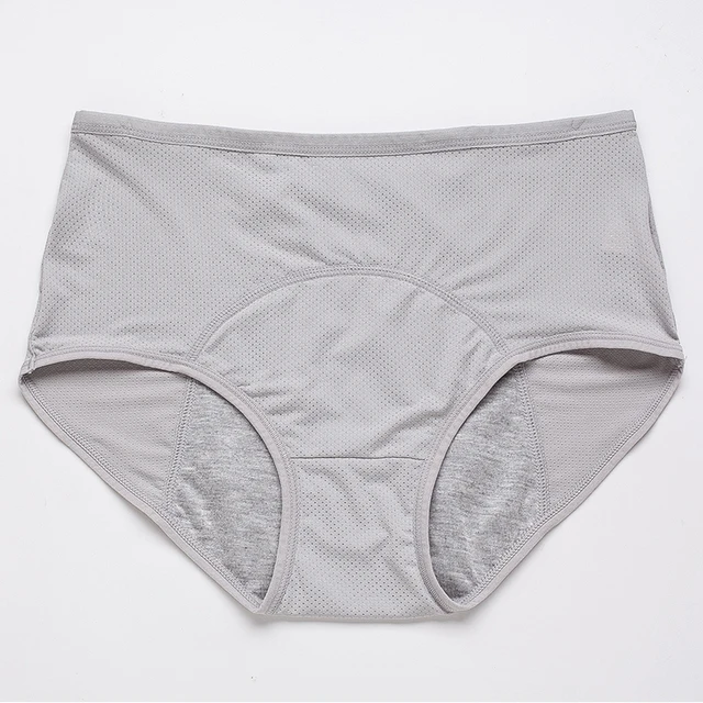 Majtki menstruacyjne wodoodporne plus size L–8XL szczelne bielizna fizjologiczna Szary
