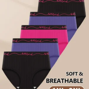 Majtki plus size z literowym pasem 5-pak Wielo
