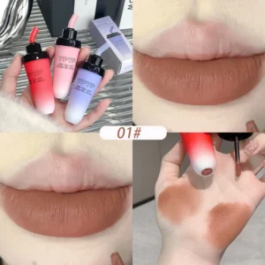 Matowa szminka w kubeczku herbaty mlecznej - brązowy lip mud K-beauty Armijna zieleń