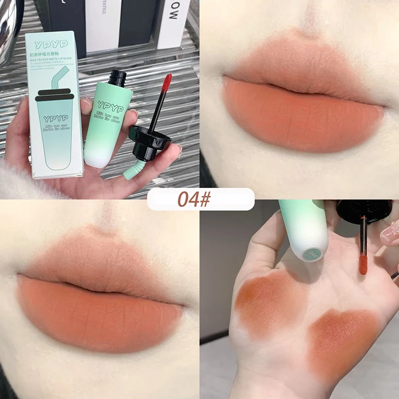 Matowa szminka w kubeczku herbaty mlecznej - brązowy lip mud K-beauty Czarny