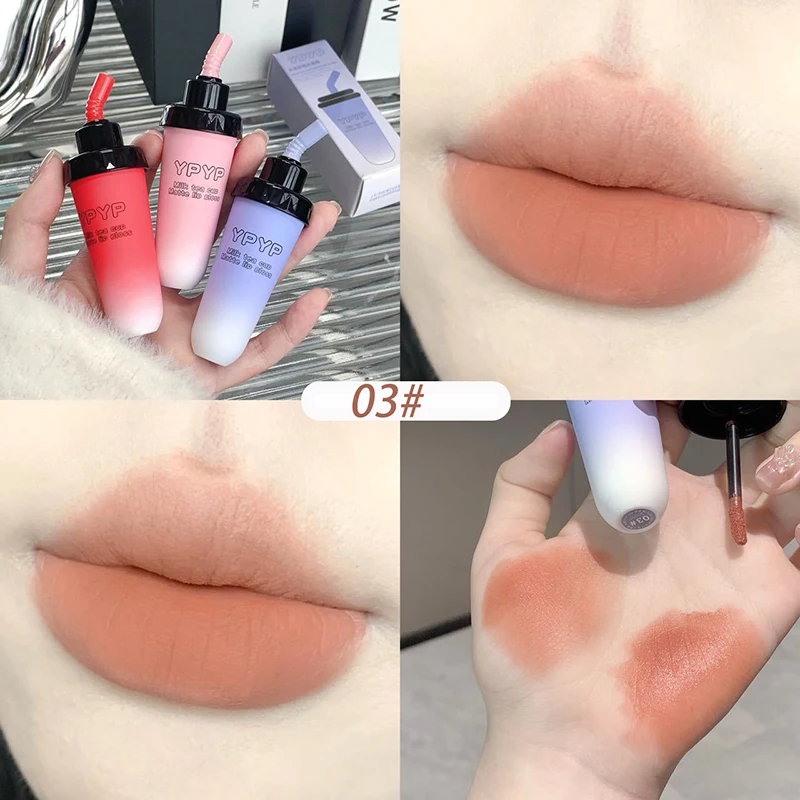 Matowa szminka w kubeczku herbaty mlecznej - brązowy lip mud K-beauty Mieszany kolor