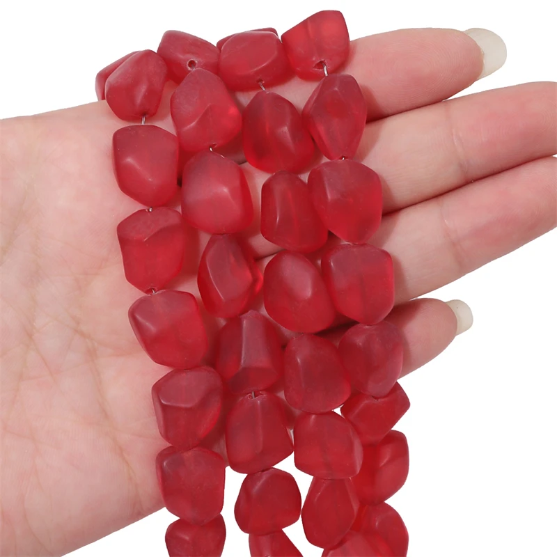 Matowe szklane koraliki w kształcie galaretki — nieregularne 12x15mm Błękitny