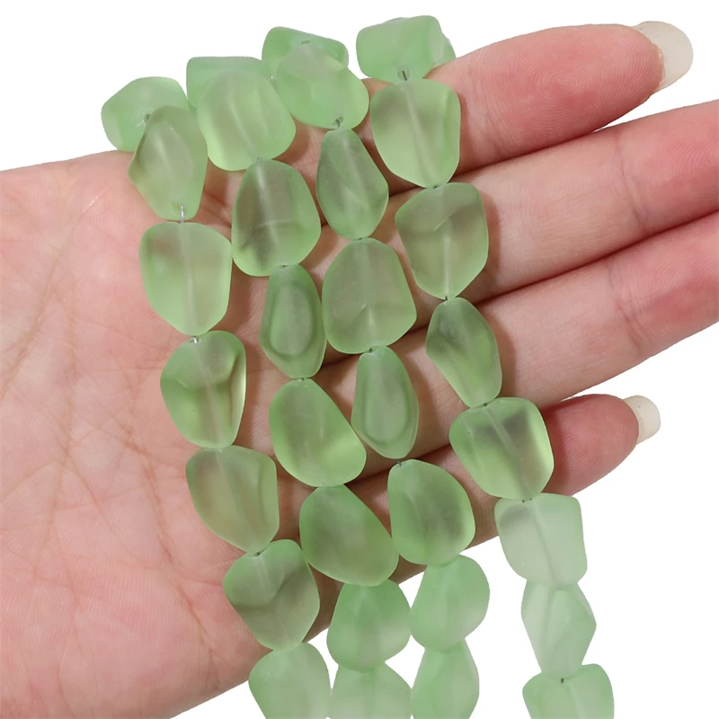 Matowe szklane koraliki w kształcie galaretki — nieregularne 12x15mm Czerwony