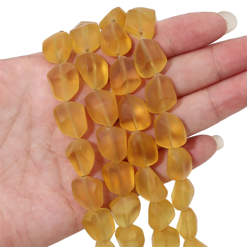 Matowe szklane koraliki w kształcie galaretki — nieregularne 12x15mm Jasny róż