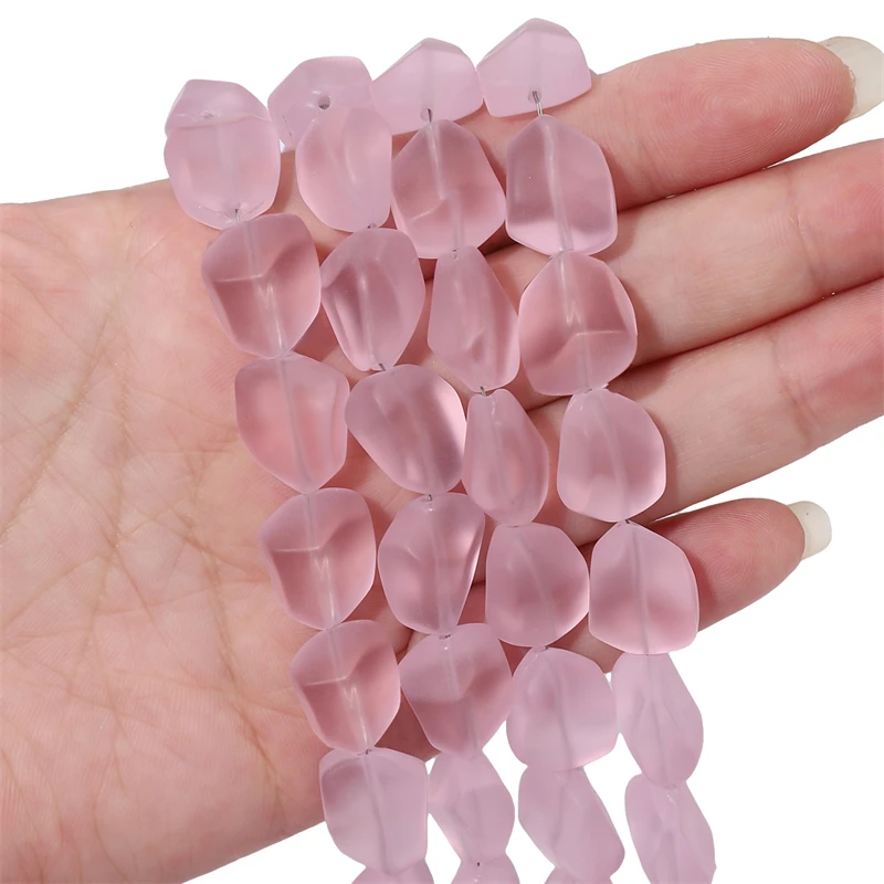 Matowe szklane koraliki w kształcie galaretki — nieregularne 12x15mm Szary