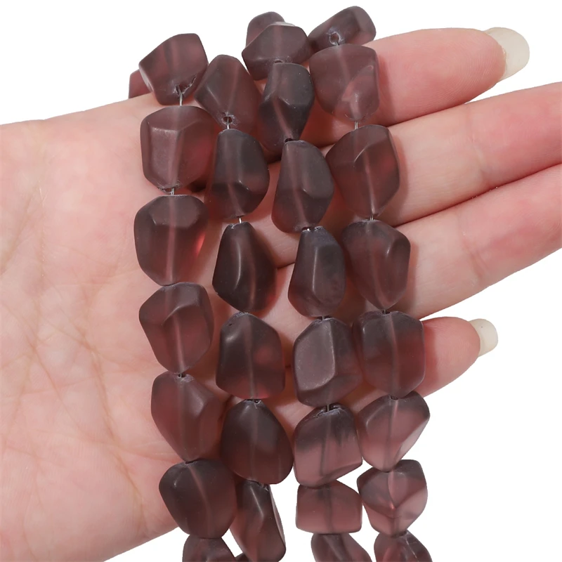 Matowe szklane koraliki w kształcie galaretki — nieregularne 12x15mm Zielony
