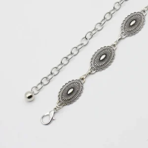 Metalowy łańcuch boho na talię w stylu etnicznym do swetrow Szary