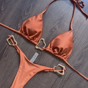 Micro bikini halter stringi brazylijski — damski strój plażowy Szary