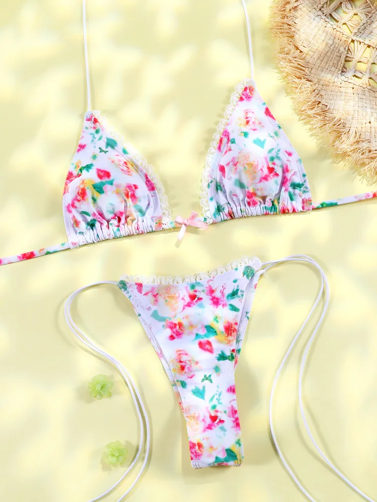 Micro bikini mini stringi damskie trójkątne z bandażem Wielo