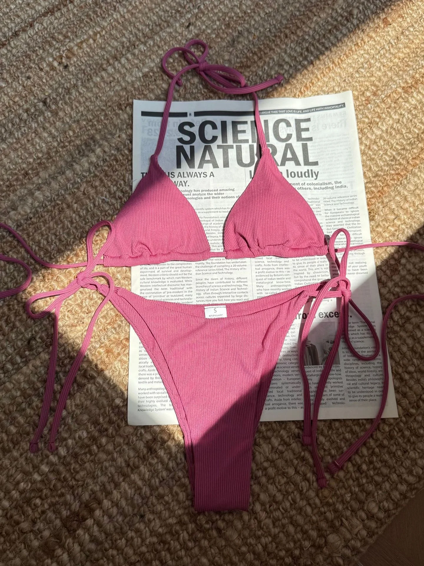 Micro bikini trójkątne wiązane z koronkowym wykończeniem Czerwony arbuz