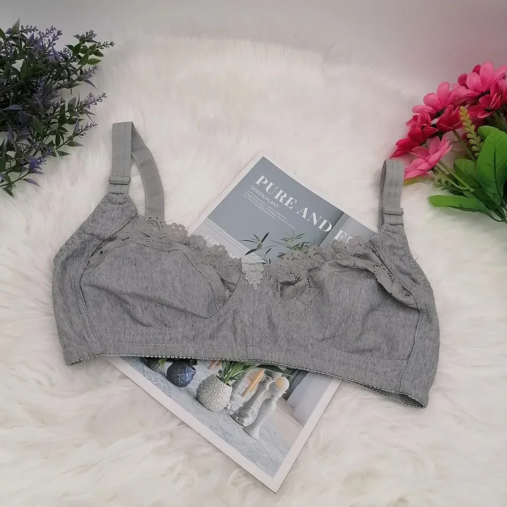 Miękki biustonosz bez fiszbin plus size, miseczki C-D Błękitny