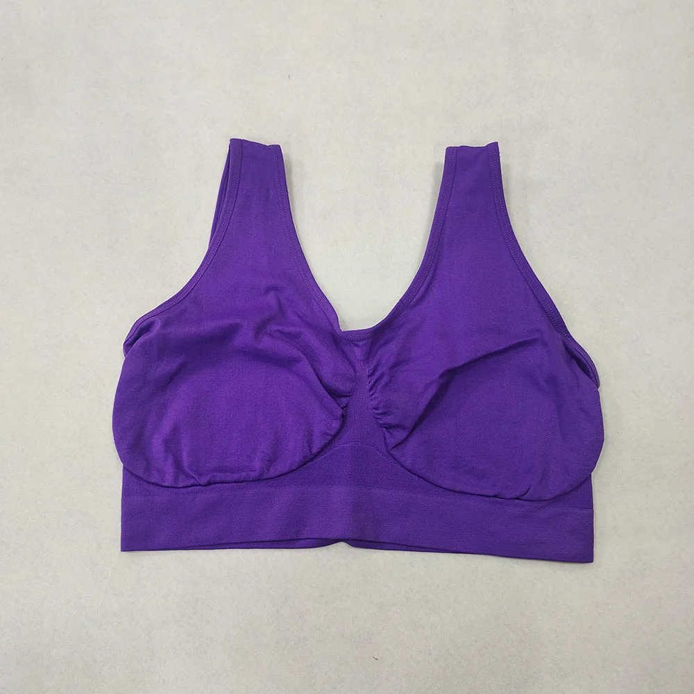 Miękki biustonosz do spania bez wkładek – wygodny bralette plus size Fioletowy
