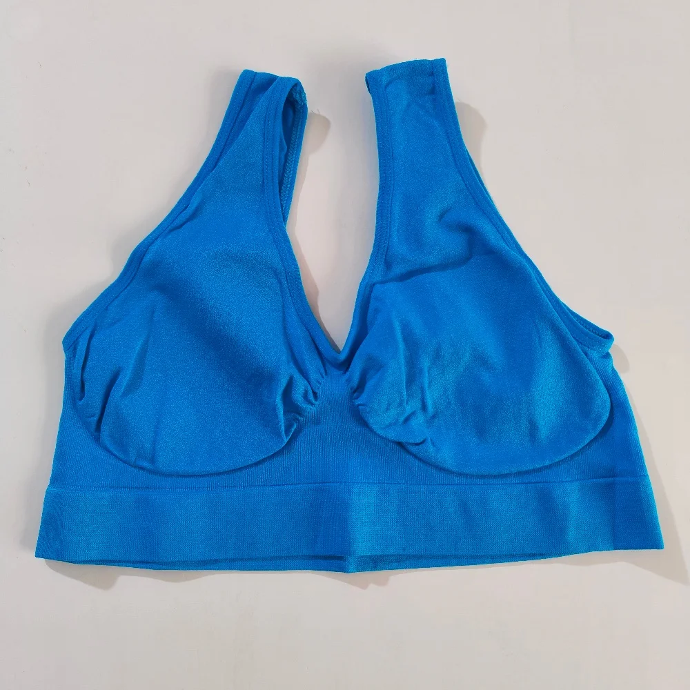 Miękki biustonosz do spania bez wkładek – wygodny bralette plus size Niebieski