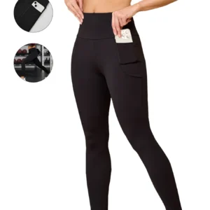 Miękkie legginsy sportowe push-up z kieszeniami Czarny