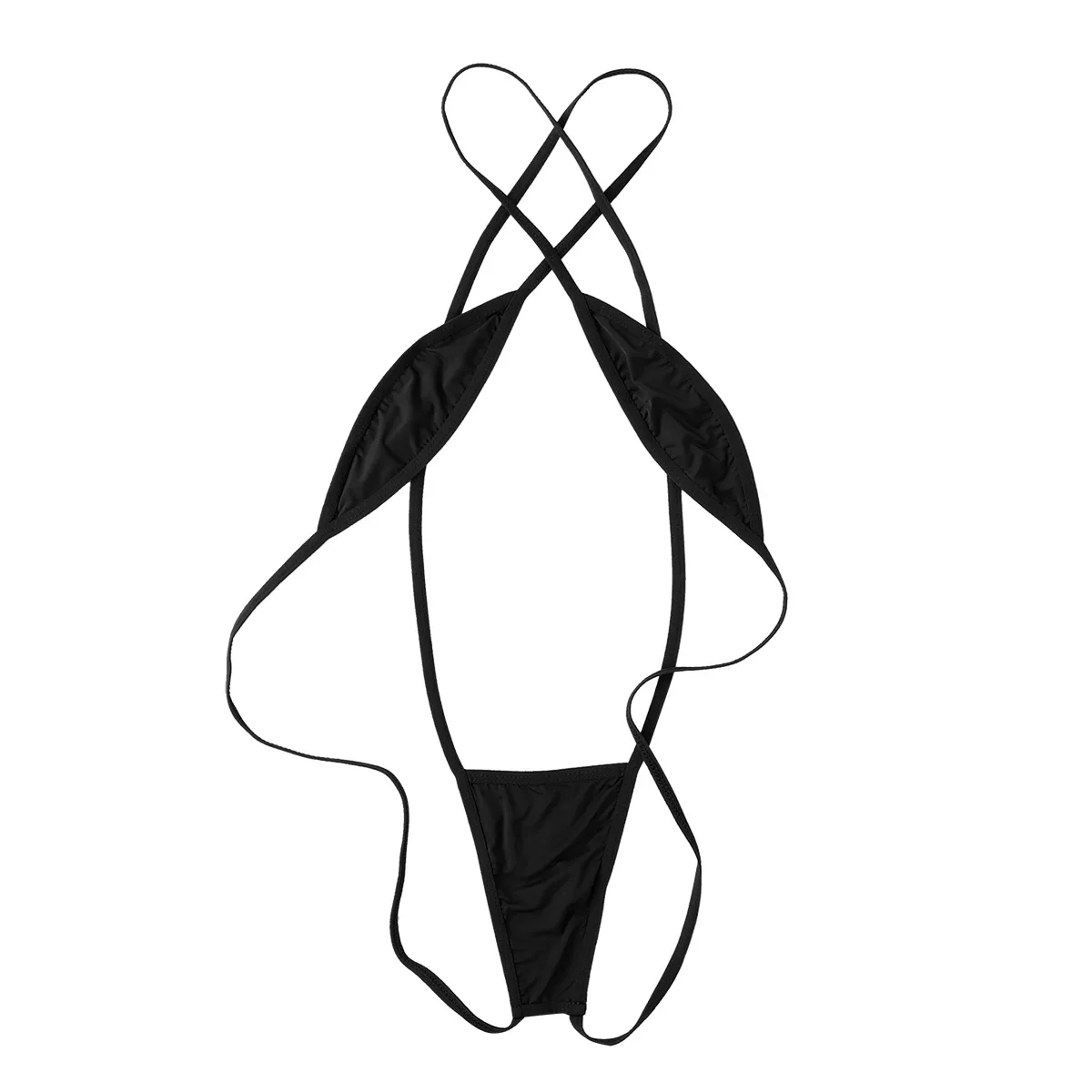 Mini bikini tanga bez pleców Strappy Criss Cross Beżowy