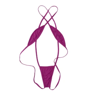 Mini bikini tanga bez pleców Strappy Criss Cross Brązowy