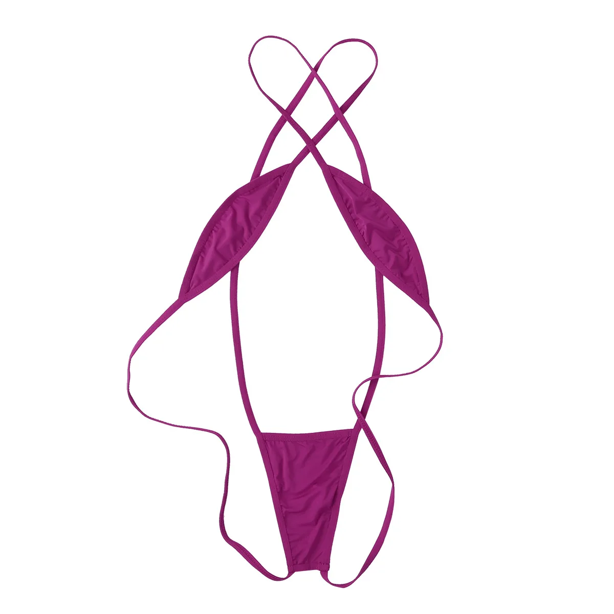 Mini bikini tanga bez pleców Strappy Criss Cross Brązowy