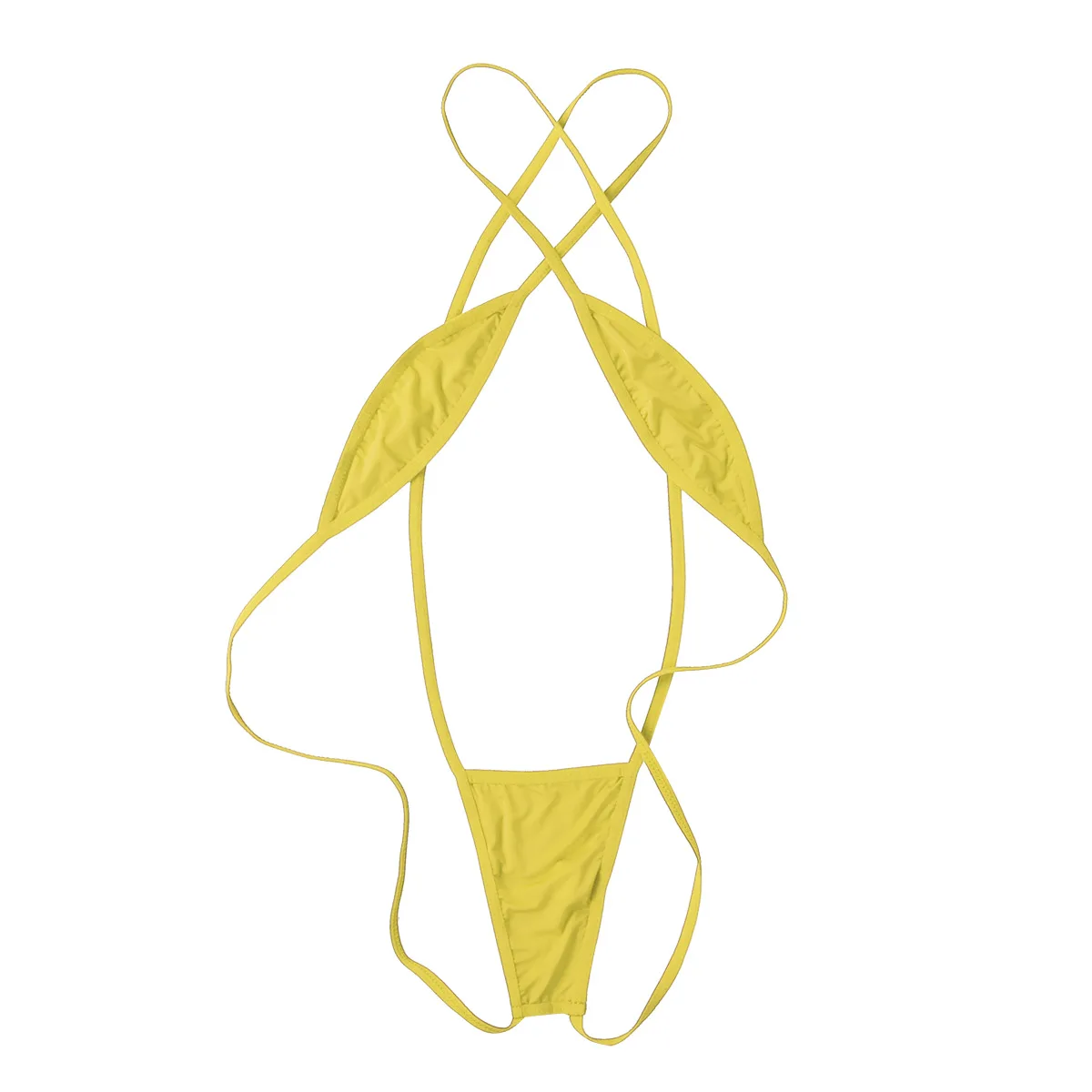 Mini bikini tanga bez pleców Strappy Criss Cross Niebieski
