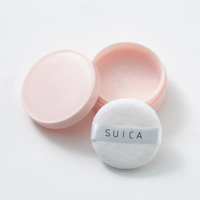 Mini puder sypki makaronik w słodkim opakowaniu z puszkiem Jasnoszary