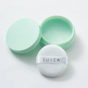 Mini puder sypki makaronik w słodkim opakowaniu z puszkiem Jasnożółty