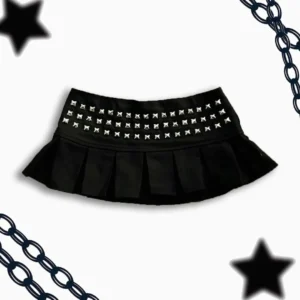 Mini spódnica plisowana z ćwiekami w stylu punk Y2K Beżowy