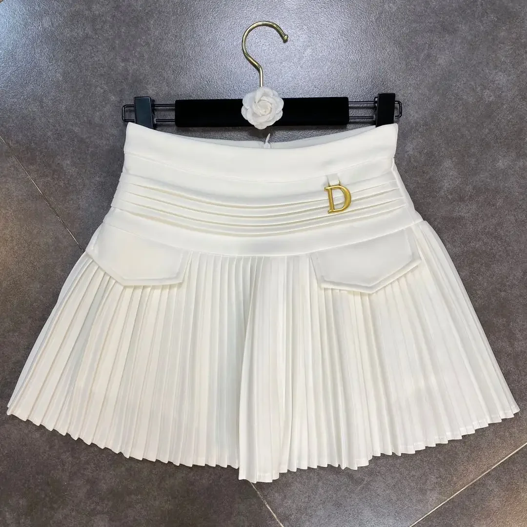 Mini spódnica plisowana slim fit streetwear kawaii Biały